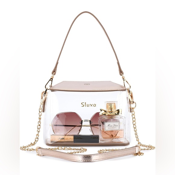 Sluxa Handbags - Women’s pink square clear tote